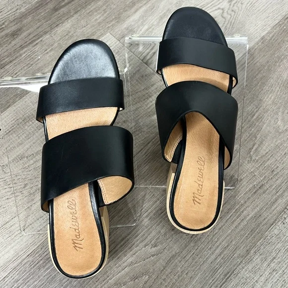 Madewell Leather Kiera Mule Strappy Black Sandal Sz 7 - Picture 4 of 13